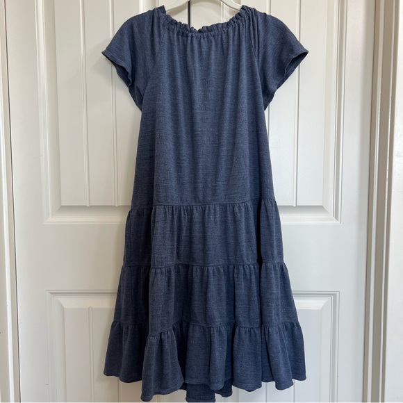 Max Studio Womens Jersey Knit Dress Ruffle Sleeves Tiered Skirt in Blue, Size S - Picture 8 of 8